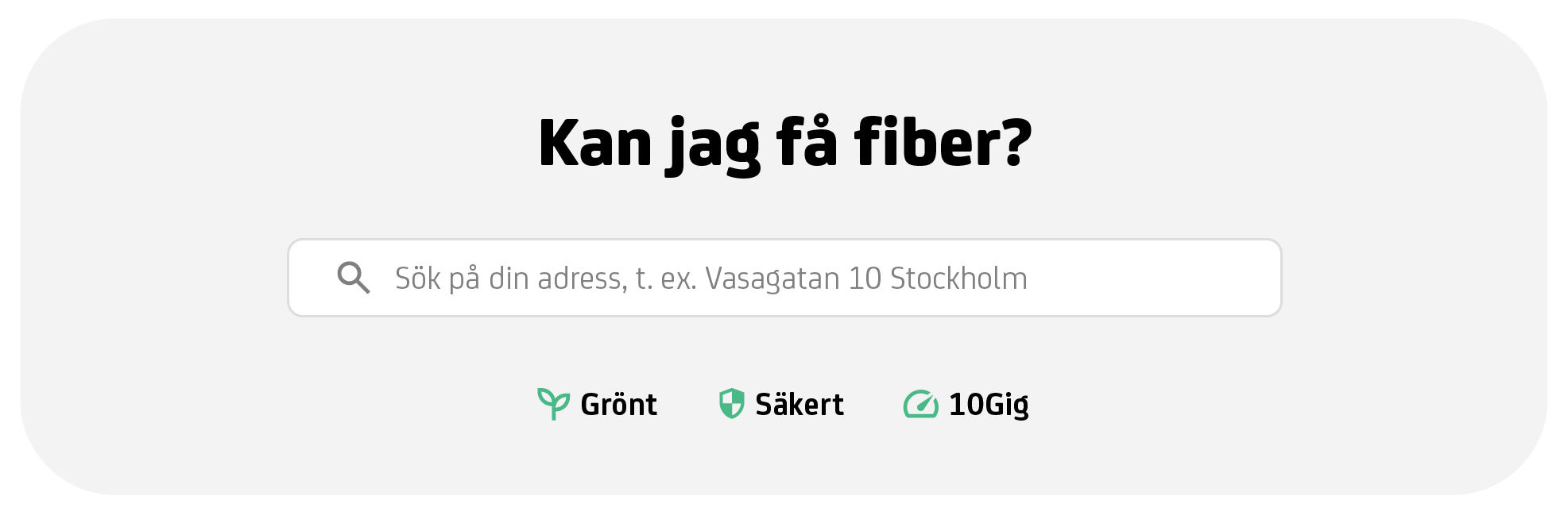 Adressökningsfält för att starta en offertförfrågan om fiberförbindelse till företag.